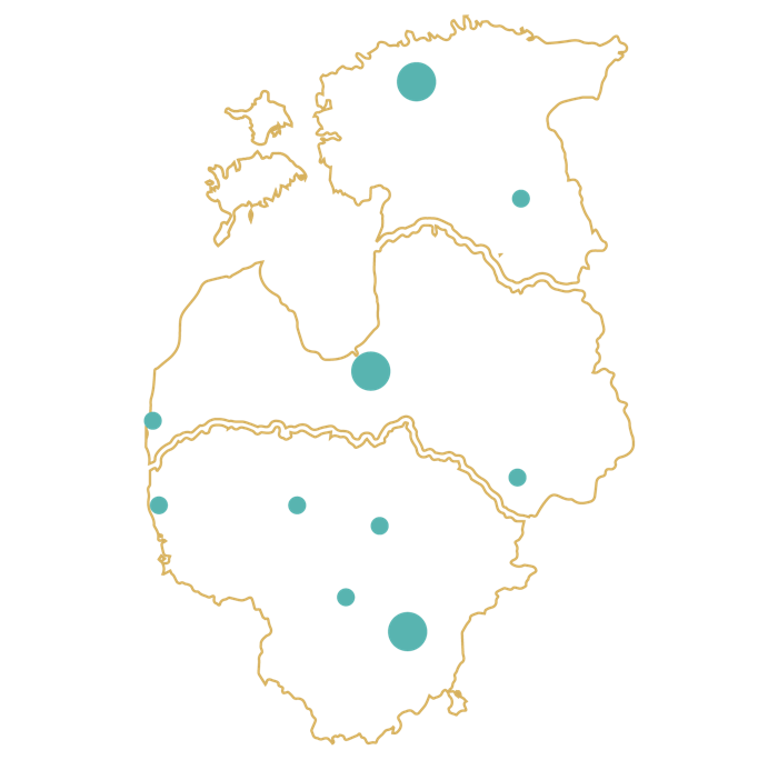 Map of Lithuania, Latvia and Estonia